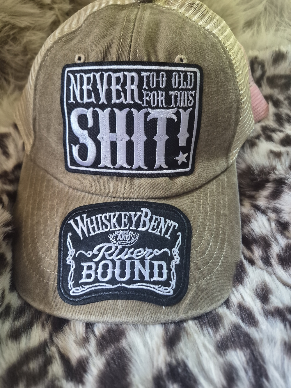 Brown Trucker Hat - 'Never Too Old' Patch Unisex